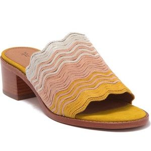 Frye Cindy Wave Honey Multi Color Mule Sandal Heel 9M NEW